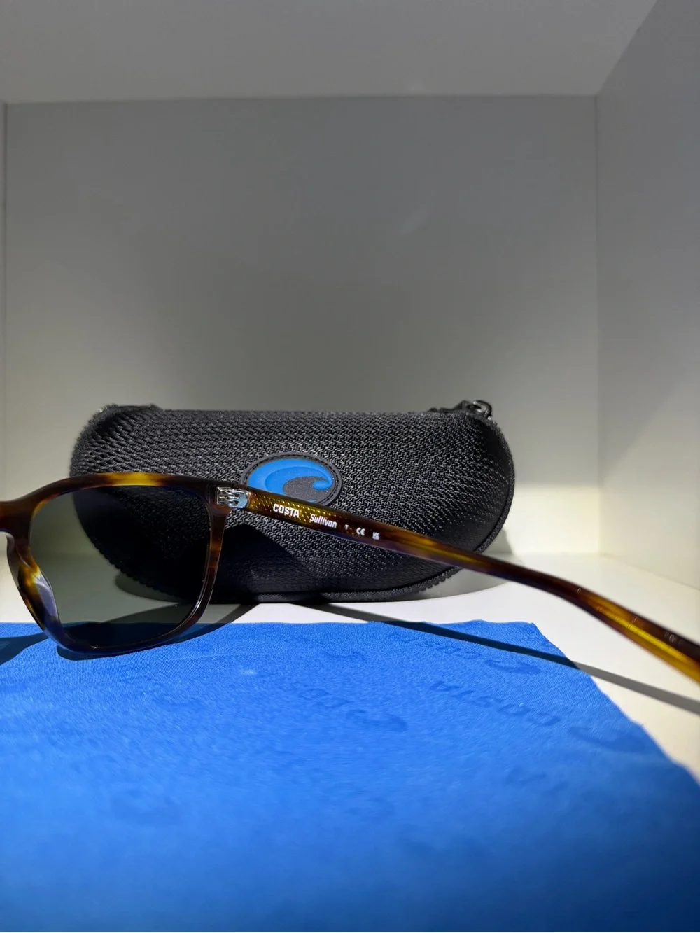 Costa Tortoise Frame Sunglasses with Blue Lenses